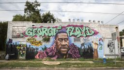 A George Floyd mural on a building in 3rd Ward Saturday September 5, 2020 in Houston, TX.
