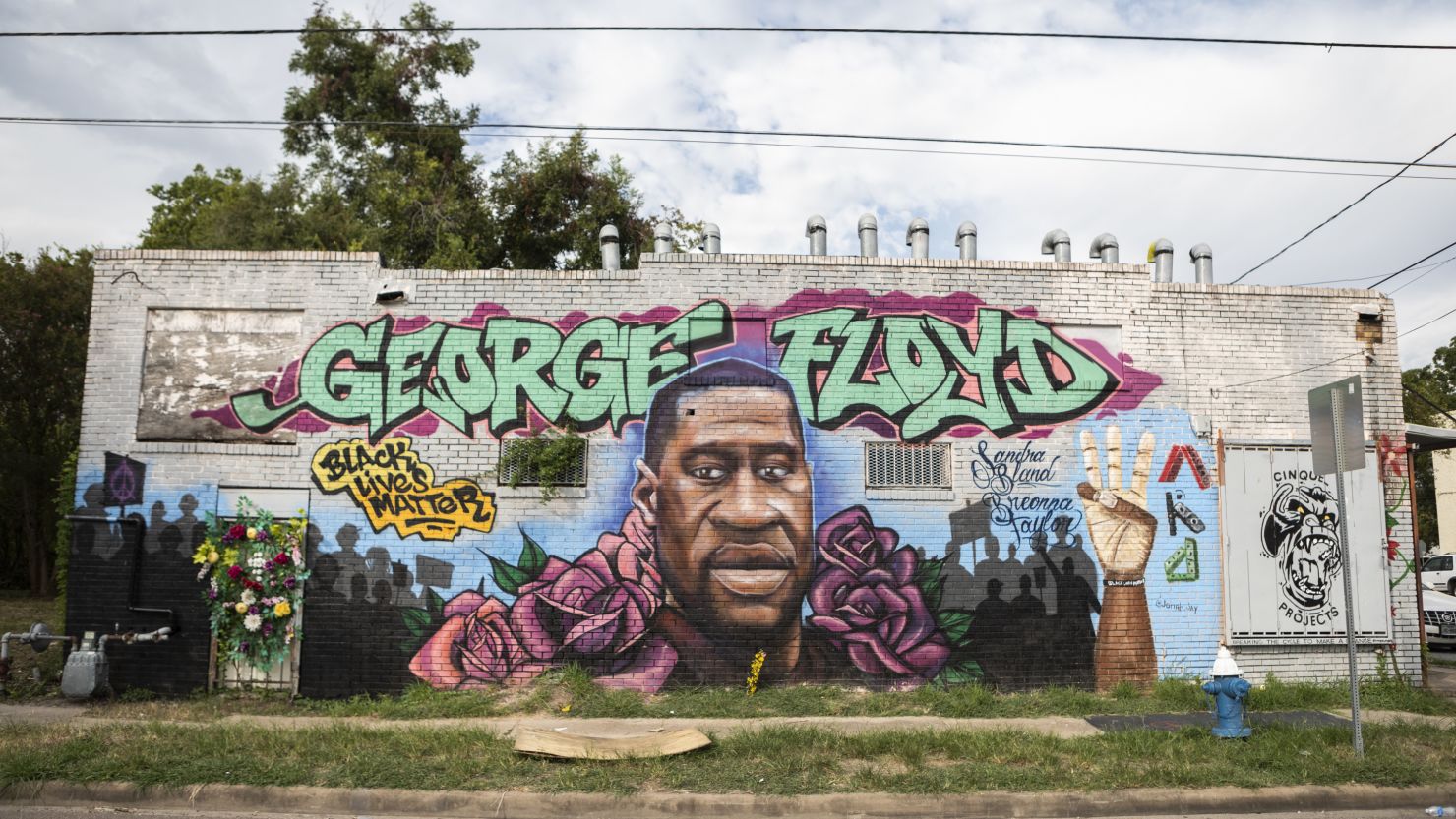 A George Floyd mural on a building in Houston, Texas, on September 5, 2020.