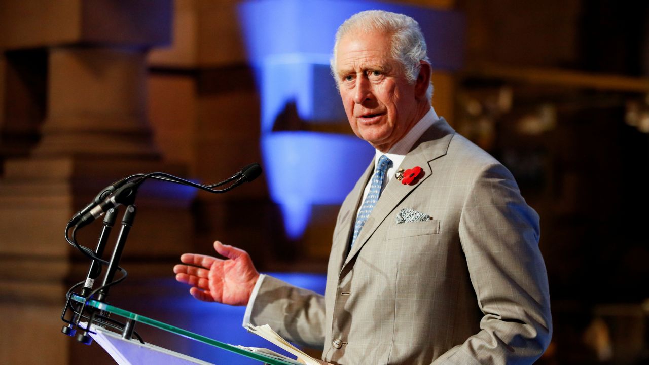 Then-Prince Charles speaks at an event on the sidelines of COP26 last November in Glasgow, Scotland.
