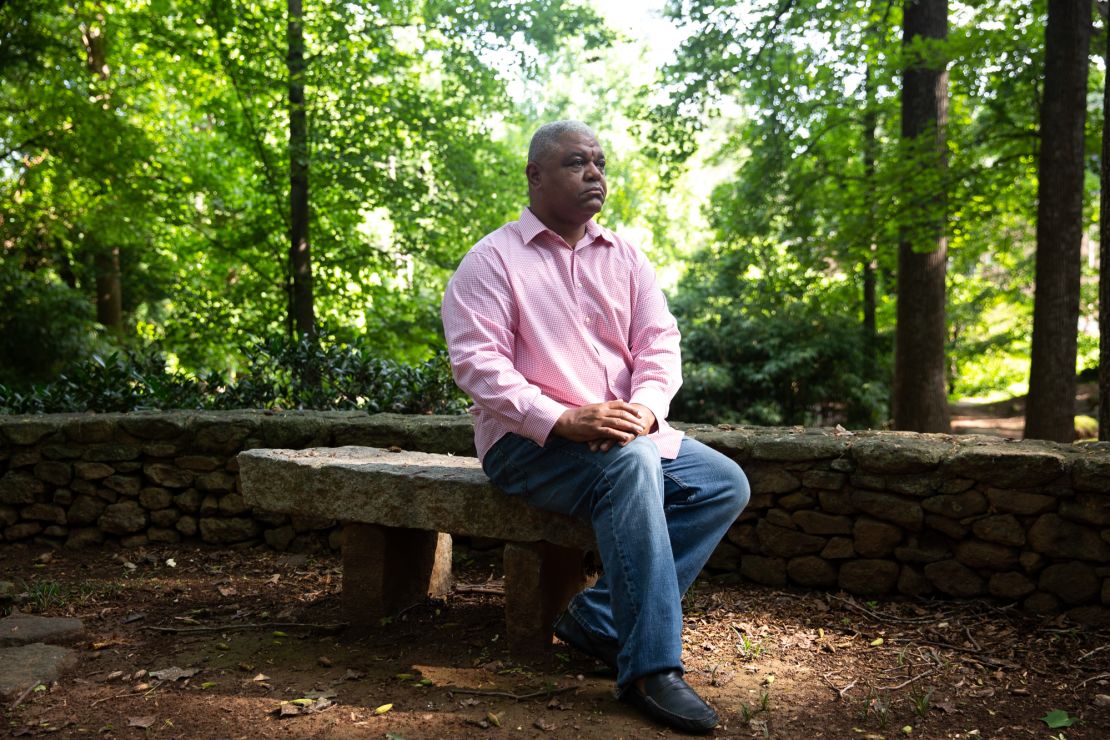 Joe Santifer poses for a portrait at Glen Emerald Rock Garden in Atlanta, Georgia, on July 22, 2022.