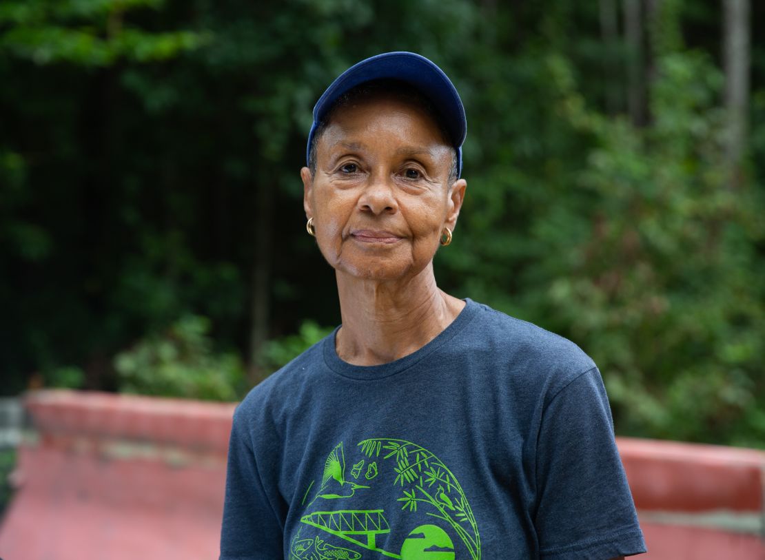 Jacqueline Echols stands for a portrait outside of Intrenchment Creek Park in Atlanta, Georgia, on August 3, 2022.