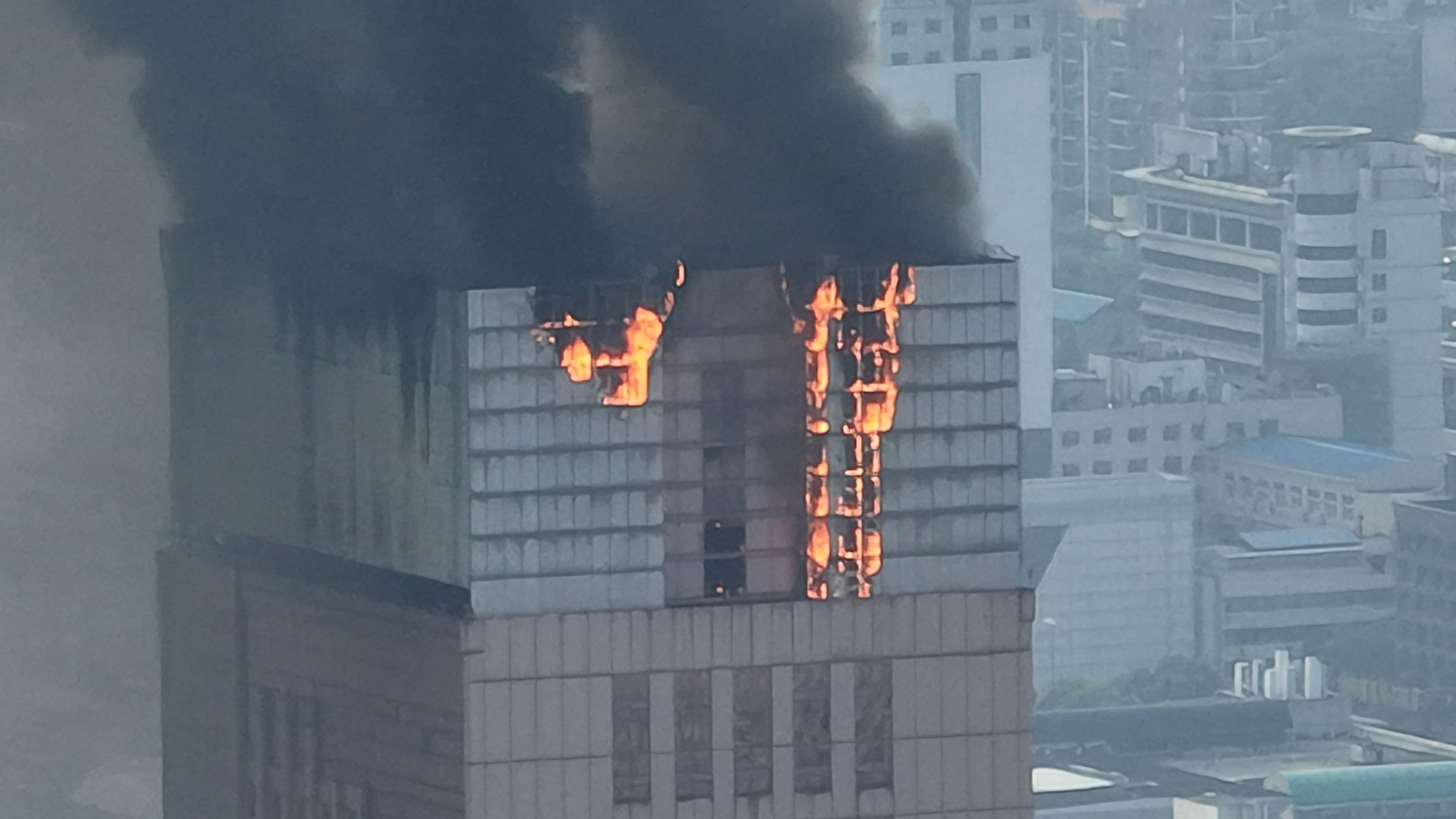 building on fire