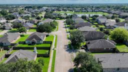 HOUSTON, TEXAS - SEPTEMBER 15: In an aerial view, homes are seen in a residential neighborhood on September 15, 2022 in Pearland, Texas. Mortgage rates continue climbing around the country as the housing market reached 6% this week, marking the first time since the 2008 financial crisis. (Photo by Brandon Bell/Getty Images)
