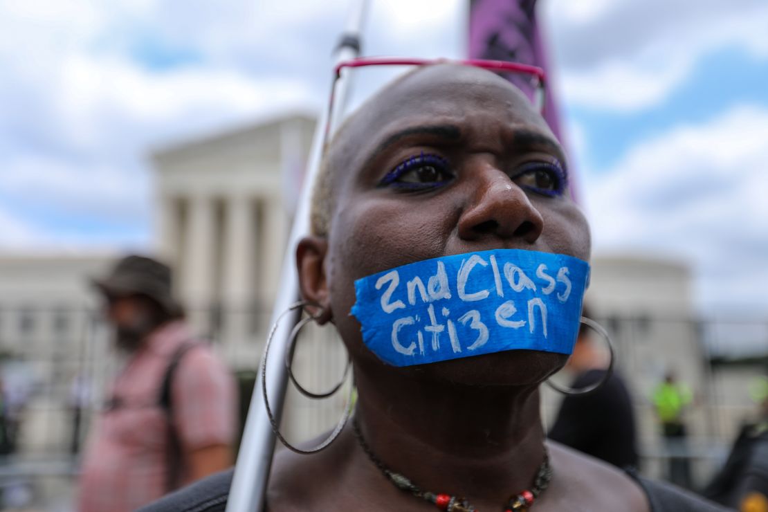 Abortion rights demonstrators gathered outside the US Supreme Court after the overturning of Roe v. Wade.