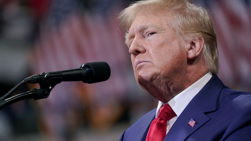 FILE - Former President Donald Trump speaks at a rally in Wilkes-Barre, Pa., Sept. 3, 2022. Lawyers for former President Trump say a criminal investigation into the presence of top-secret information has "spiraled out of control. They urged a judge Monday to leave in place a directive that temporarily halted core aspects of the Justice Department's probe. (AP Photo/Mary Altaffer, File)