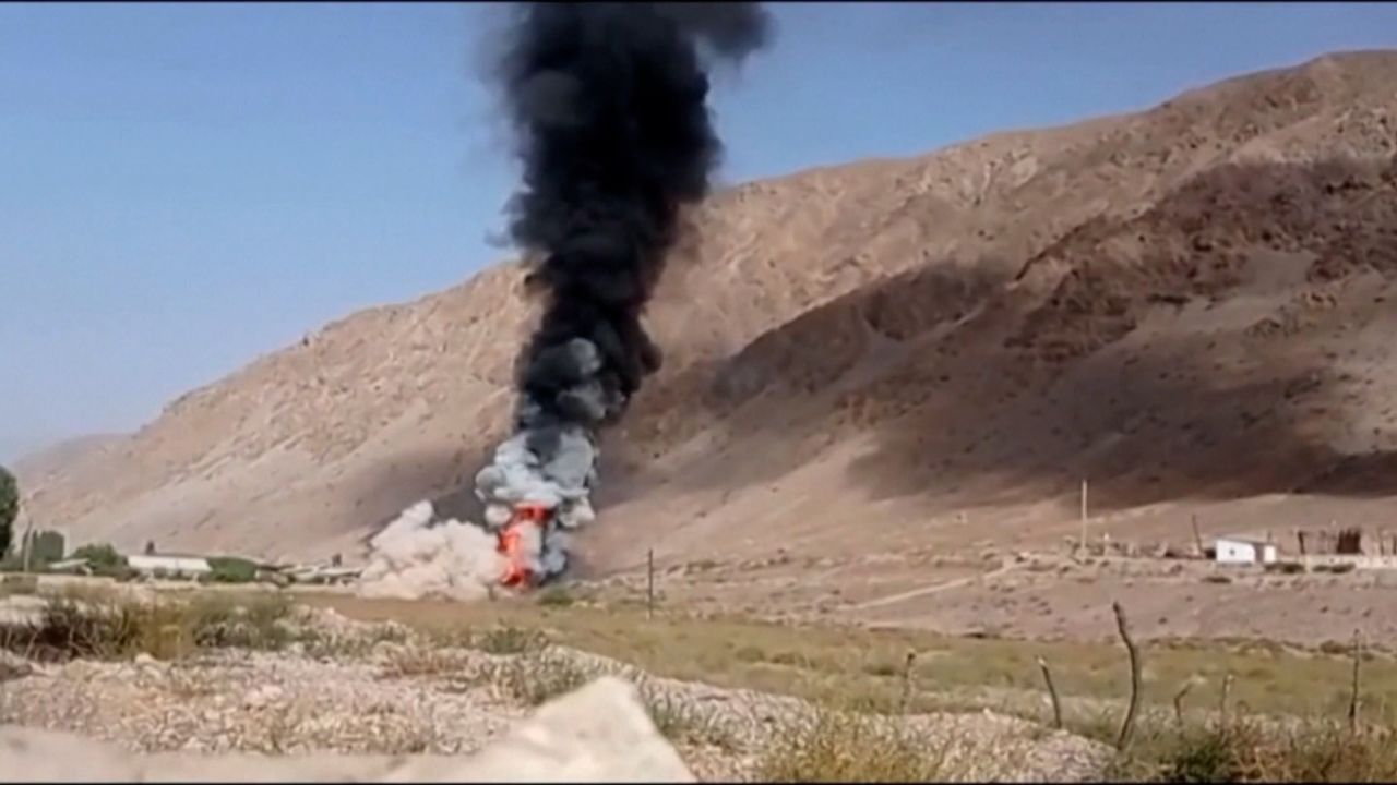 A video released by the Kyrgyz border guard service shows what is reported to be shelling near the Kyrgyzstan Tajikistan border.