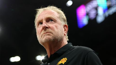 Sarver walks in Footprint Center for the Suns' playoff game against the New Orleans Pelicans during Game 2 of the first round for the 2022 NBA playoffs.