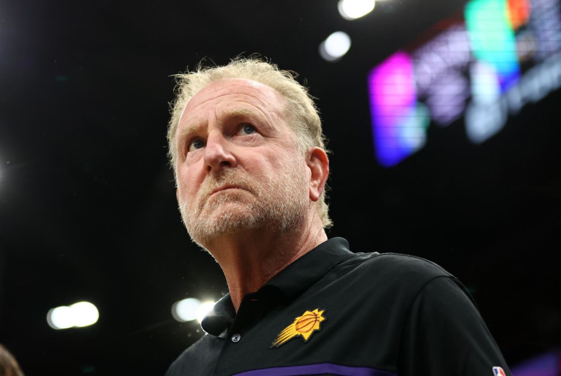 Sarver walks in Footprint Center for the Suns' playoff game against the New Orleans Pelicans during Game 2 of the first round for the 2022 NBA playoffs.