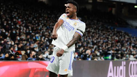 Vinicius Jr. celebrates scoring against Deportivo Alaves earlier this year. 