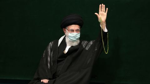 Iranian Supreme Leader Ali Khamenei wore a mask during his Saturday appearance.