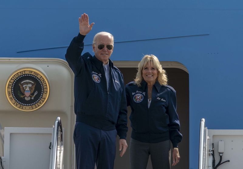 President and first lady honor the Air Force's 75th anniversary as they depart for Queen's funeral