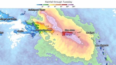 Acumulação de chuva meteorológica em Porto Rico