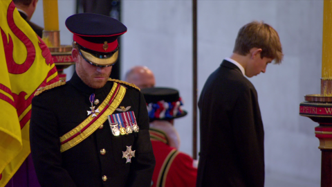 Prince Harry wore a uniform during the vigil on Saturday evening. 
