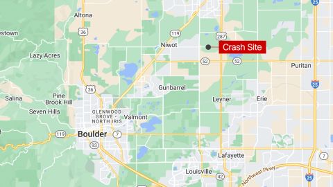 This map shows the approximate location of where two planes landed after colliding in Colorado.