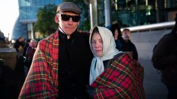 Richard and Emma Hawkins from Nottingham, UK in the queue at Tower Bridge, London, UK.Emma: "It's so cold, absolutely freezing, it's historic, one minute we've been happy and the next it feels like never ending. I've never met the Queen but at the beginning of the year when I realised she didn't have long left, I so wanted to meet her and now she's gone. This is the last time you can be near her."Richard: "Emma decided we were coming! It's cold but it's history."The Queue to see the Queen lying in state in Westminster Hall, goes past Tower Bridge and on into Southwark Park. 17th September, 2022, London, UK.