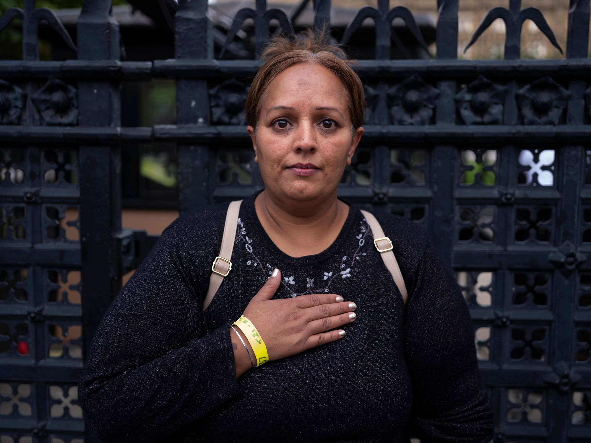 Rani said she took four trains, a car and a bus from Ruislip, a town west of London. Her parents moved to the UK from India in the 1960s after her father, a musician, performed in front of the Queen at the Royal Albert Hall. "Coming here today means so much," she said. "I asked the guards if I could touch the ground near the coffin. I bowed to her on behalf of my whole family to say thank you for the beautiful life we've had in the UK."