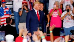 Former President Donald Trump takes the stage at a campaign rally in Youngstown, Ohio., Saturday, Sept. 17, 2022. (AP Photo/Tom E. Puskar)