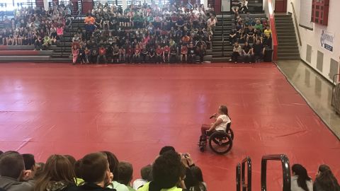 Missy Jenkins Smith speaking to a crowd.