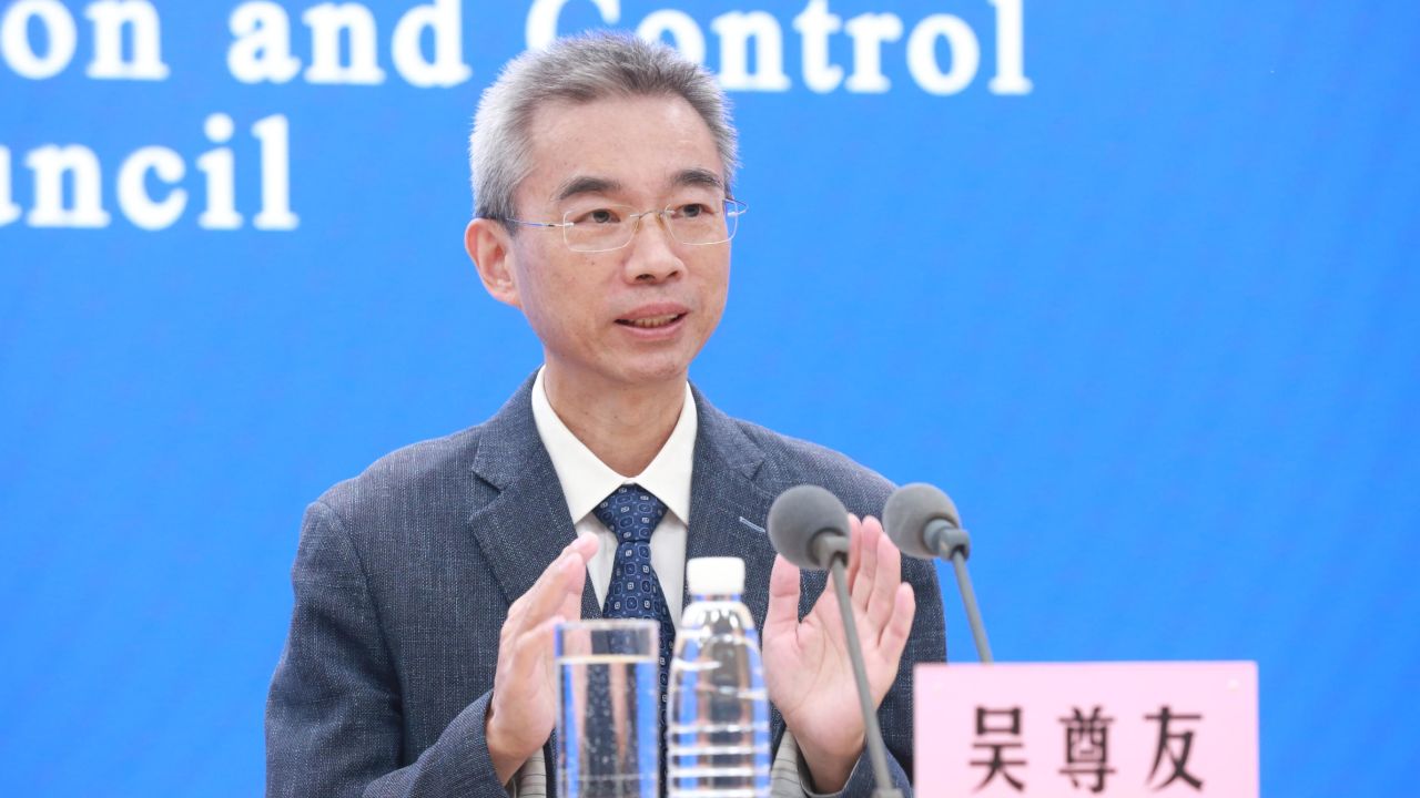 Wu Zunyou, chief epidemiologist at the Chinese Center for Disease Control and Prevention, at a news conference in Beijing on March 1, 2022.