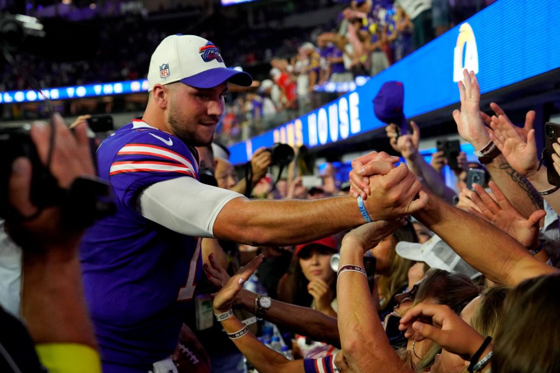 Josh Allen pictured with fans.