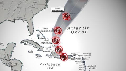 Fiona's forecast track across the Atlantic.