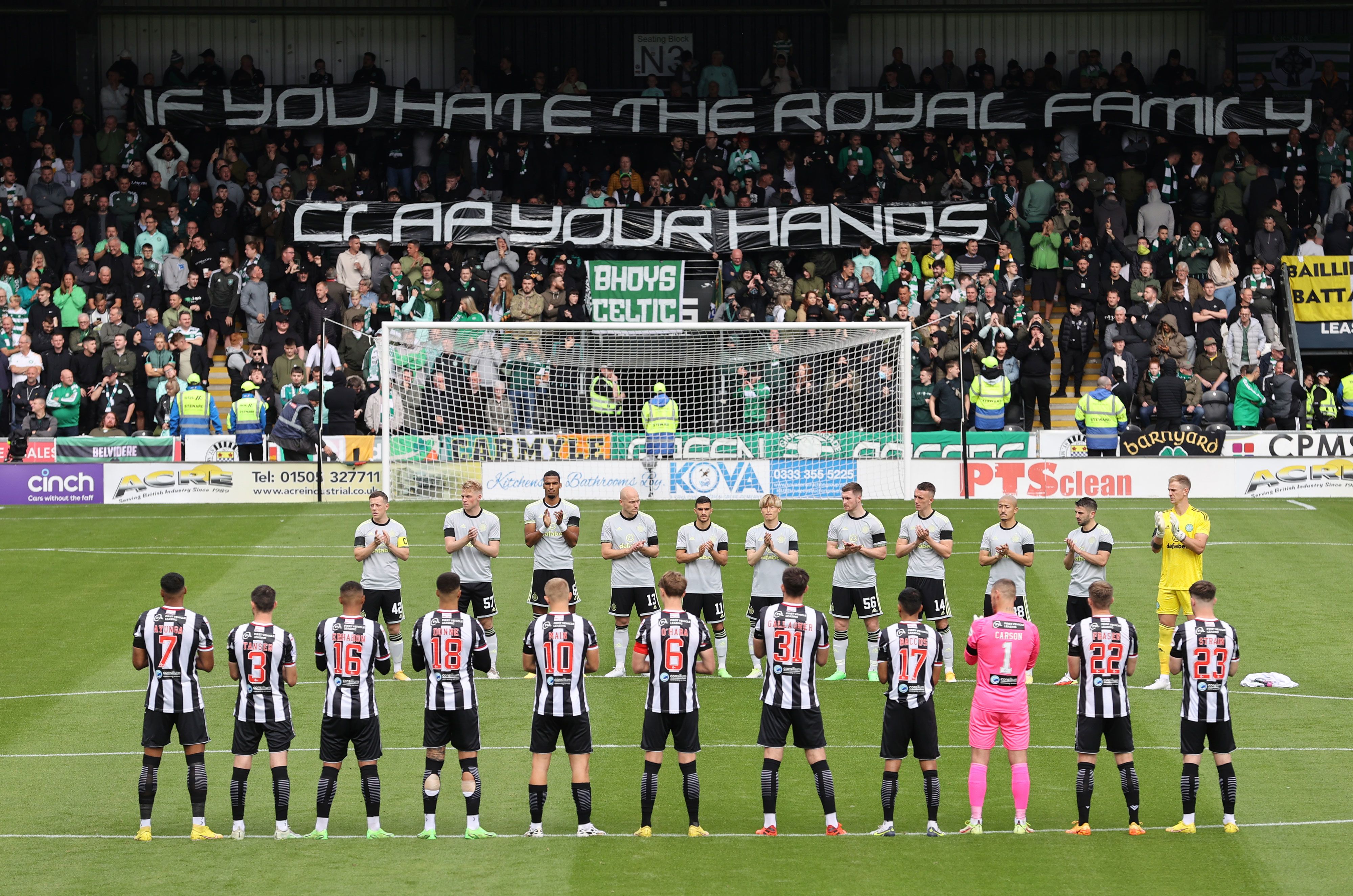 Celtic fans disrupt minute's applause for Queen Elizabeth II with