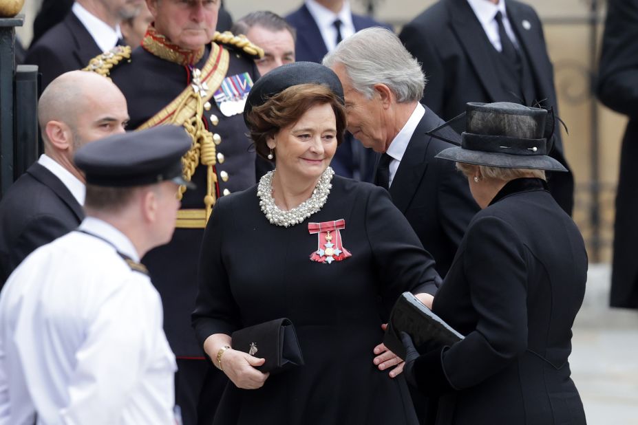 Cherie Blair, wife of former British Prime Minister Tony Blair, arrives at Westminster Abbey.