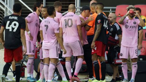 Inter Miami players threaten to walk off the field after an alleged racial slur by DC United's Fountas. The Greek forward has since denied using any such language.