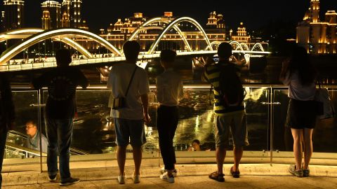 FUZHOU, CHINA - AUGUST 28: Tourists visit the Youth Square on August 28, 2022 in Fuzhou, Fujian Province of China. Dubbed 'the Bund of Fuzhou', the Youth Square has become a popular spot for visitors. (Photo by Lyu Ming/China News Service via Getty Images)