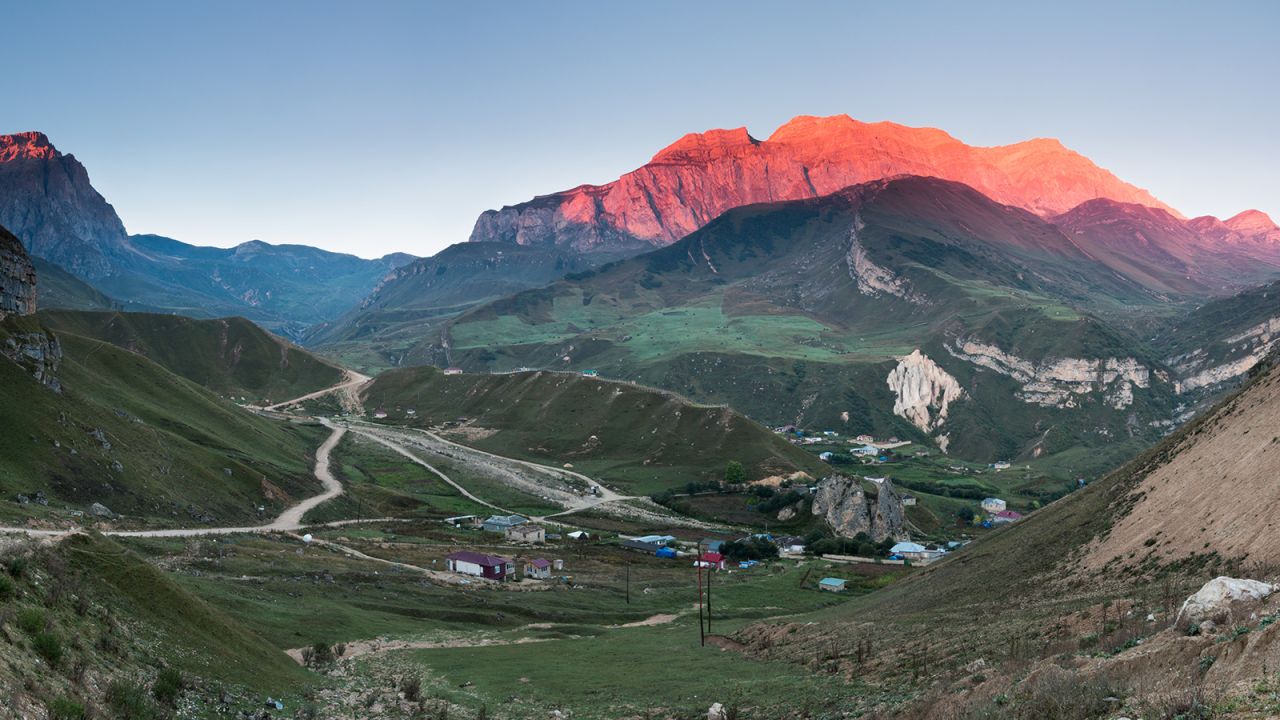 <strong>Mount Shahdag: </strong>Mount Shahdag, glowing here in the morning light, is -- at 4,243 meters -- Azerbaijan's second highest mountain. 