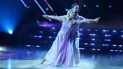 (From left) Selma Blair and her dance partner, Sasha Farber, perform on an episode of "Dancing With the Stars." 