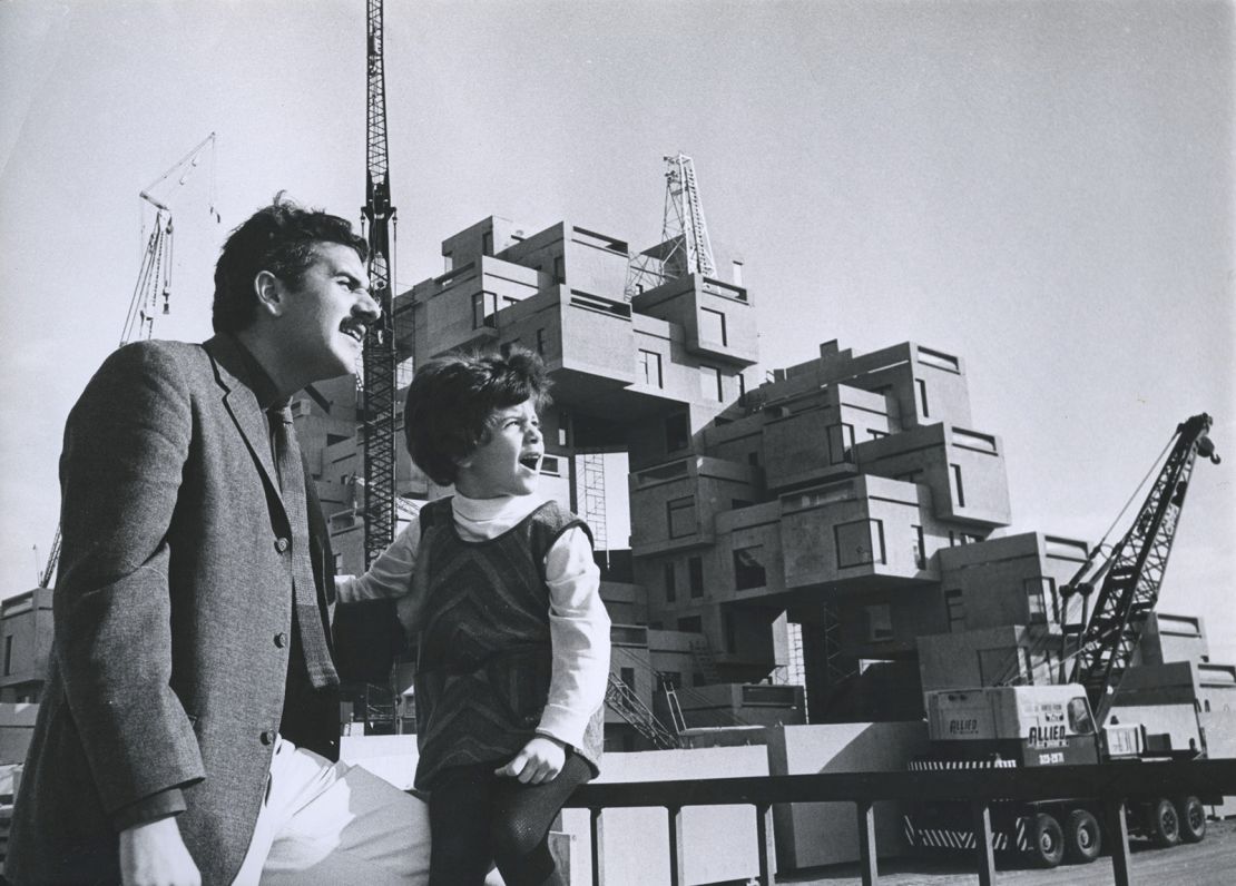 Safdie with his daughter, Taal, at the Habitat 67 site the year before it opened.