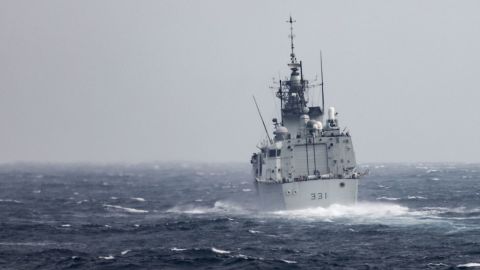 The Royal Canadian Navy Halifax-class frigate HMCS Vancouver transits the Taiwan Strait with guided-missile destroyer USS Higgins while conducting a routine transit. Higgins is forward-deployed to the U.S. 7th Fleet area of operations in support of a free and open Indo-Pacific.