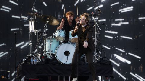 (From left) Ashton Irwin and Luke Hemmings of 5 Seconds of Summer perform at the 2022 iHeartRadio Wango Tango at Dignity Health Sports Park on June 4 in Carson, California. 