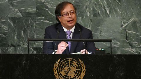 Colombia's President Gustavo Petro addresses the 77th league   of the United Nations General Assembly astatine  UN office  successful  New York City connected  September 20, 2022. 