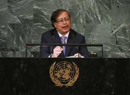 Colombia's President Gustavo Petro addresses the 77th session of the United Nations General Assembly at UN headquarters in New York City on September 20, 2022. 