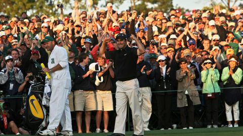 Immelman celebrates winning the Masters at Augusta National Golf Club in April 2008.