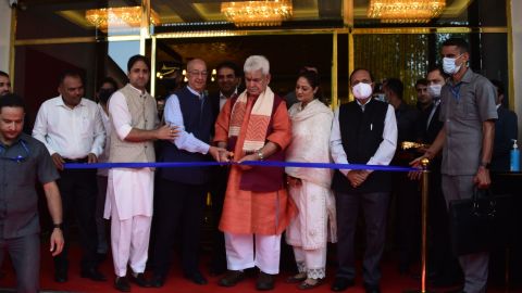 Lt. Governor of Jammu and Kashmir, Manoj Sinha, inaugurates the first movie theater on September 20, 2022, in Srinagar. 