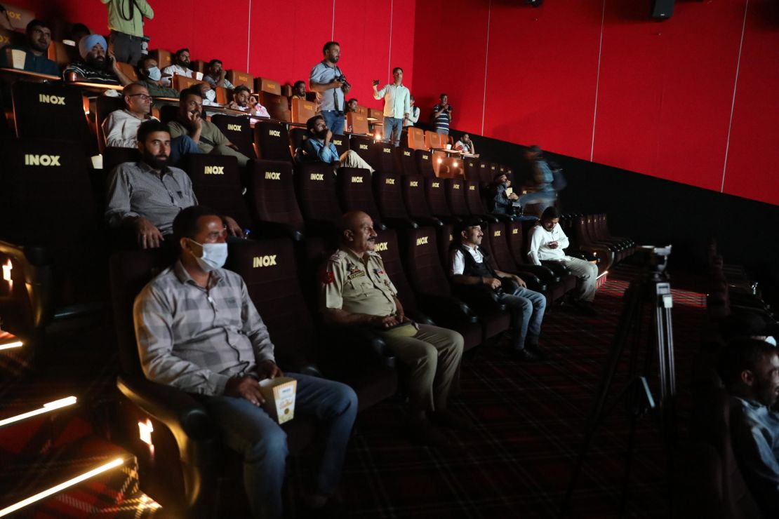 Guests during the inauguration of the first movie theater on September 20, 2022 in Srinagar. 