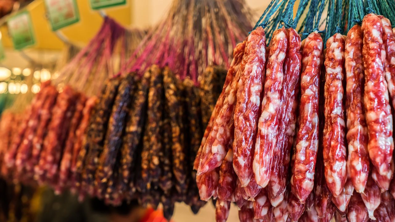 <strong>Preserved sausage: </strong>The Chinese version of salami is often categorized in two main types. <em>Laap cheung</em> is a preserved meat sausage that has a slightly sweetened taste. <em>Yun cheung</em>, on the other hand, is mostly made with poultry offal, giving it a stronger and gamier taste.