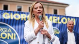 Fratelli D'Italia party leader Giorgia Meloni attends a rally for the elections in Piazza Roma on May 30, 2022 in Monza, Italy (Photo by Alessandro Bremec/NurPhoto via Getty Images)