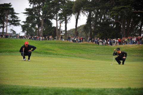 Tiger fever hit San Francisco in 2009, as a scintillating 5-0-0 performance from Woods (L) powered the US Team -- captained by Fred Couples for the first time -- to a 19.5 - 14.5 win and a sixth Presidents Cup victory at Harding Park Golf Club.