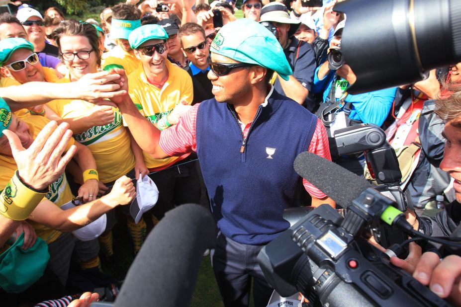 Woods' teammate Jim Furyk took charge with a flawless five-point performance of his own as the Presidents Cup returned to Royal Melbourne in 2011. Yet it was Woods who clinched the decisive point in a 19-15 American victory.