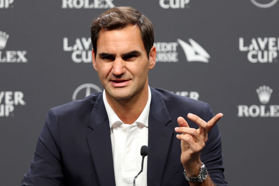 Federer addresses the media in London ahead of the final match of his professional career. 