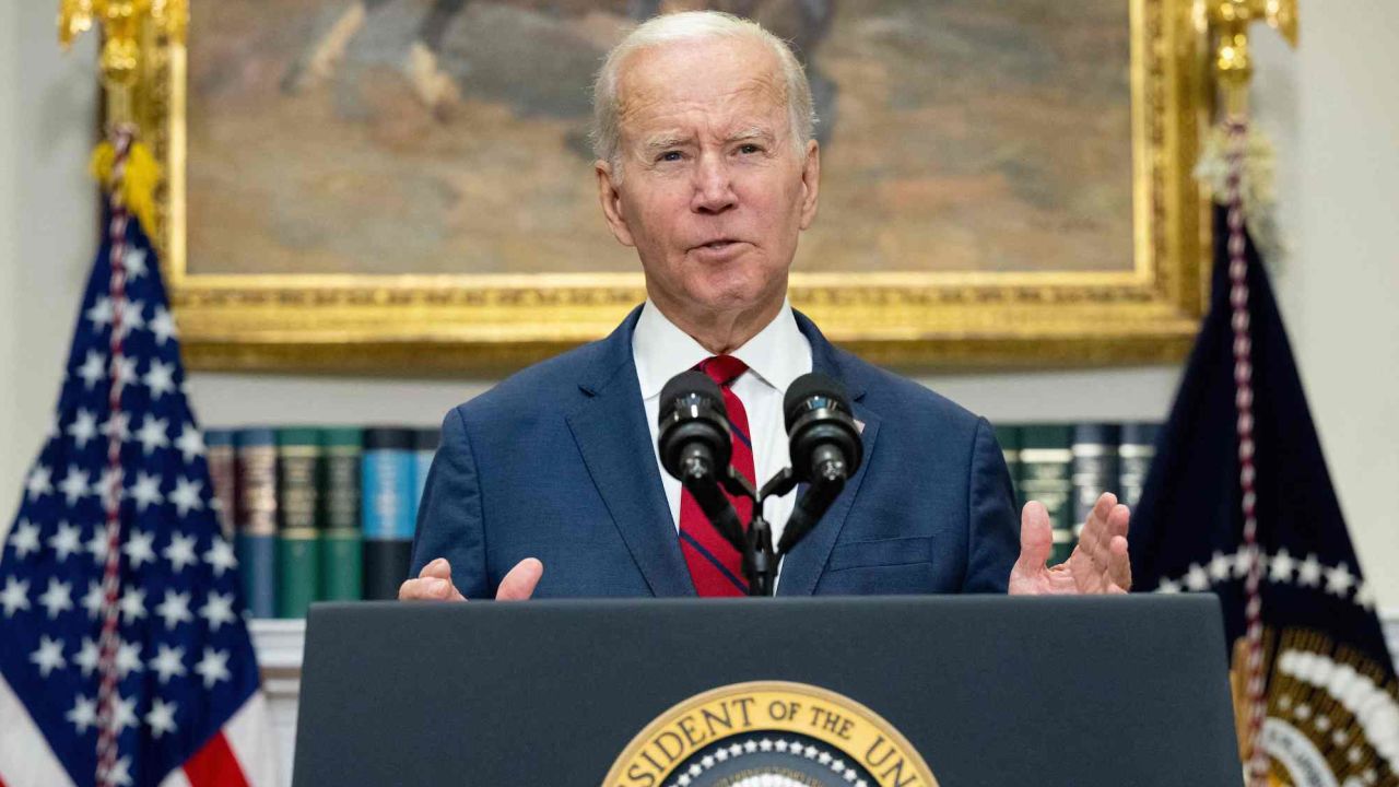 President Joe Biden speaks in the Roosevelt Room of the White House in Washington, DC on September 20, 2022. 