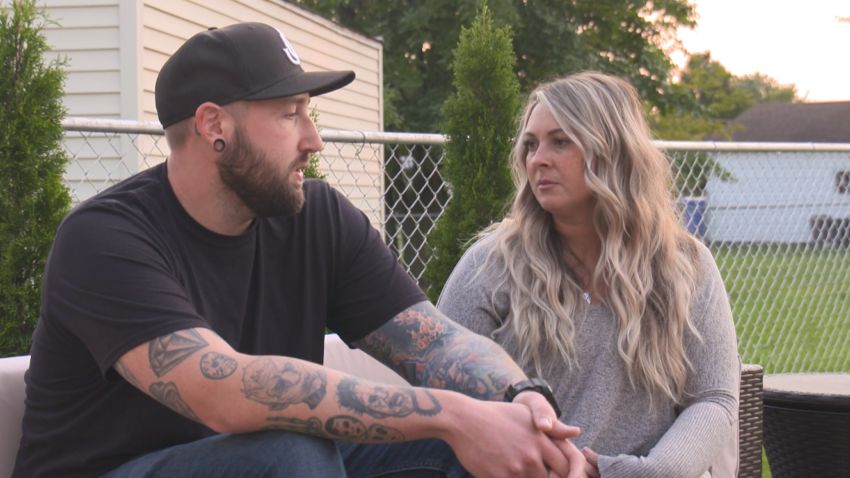 Tara and Justin George speak with CNN about her pregnancy.  MS 18624198