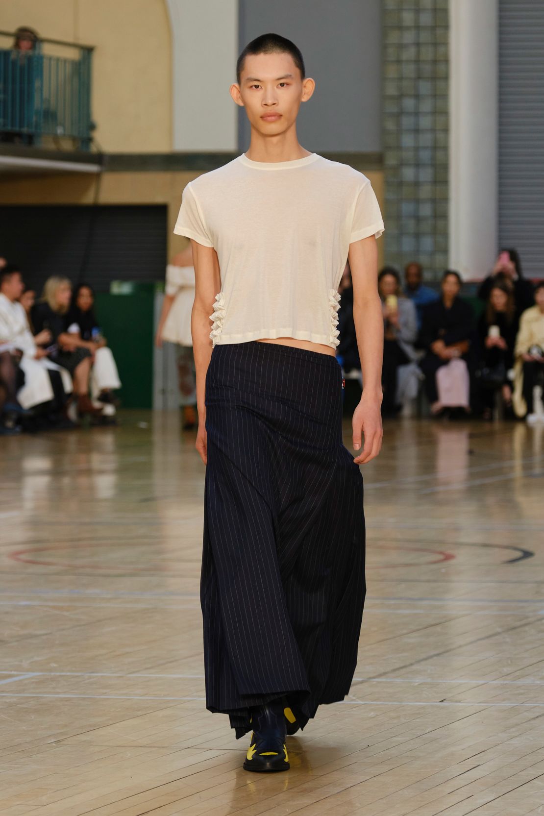 Men's skirts also featured on Goddard's runway.
