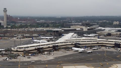 Newark Liberty International Airport, seen here in July 2021, saw an emergency landing on Thursday morning.