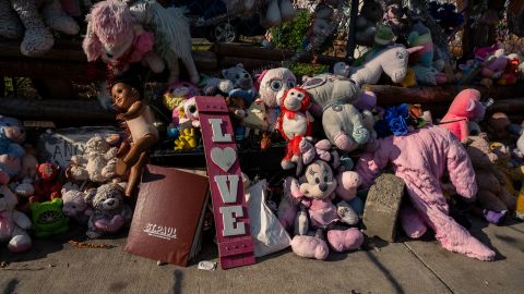 A memorial for Aniya Allen lay on the ground of the corner store near where she was shot in north Minneapolis. 