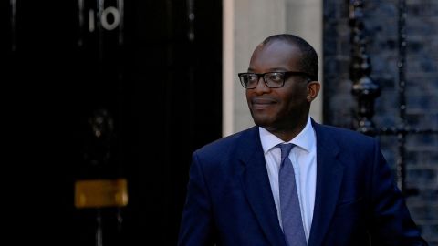British Chancellor of the Exchequer Kwasi Quarting walks outside 10 Downing Street, London, Britain, September 6, 2022. 
